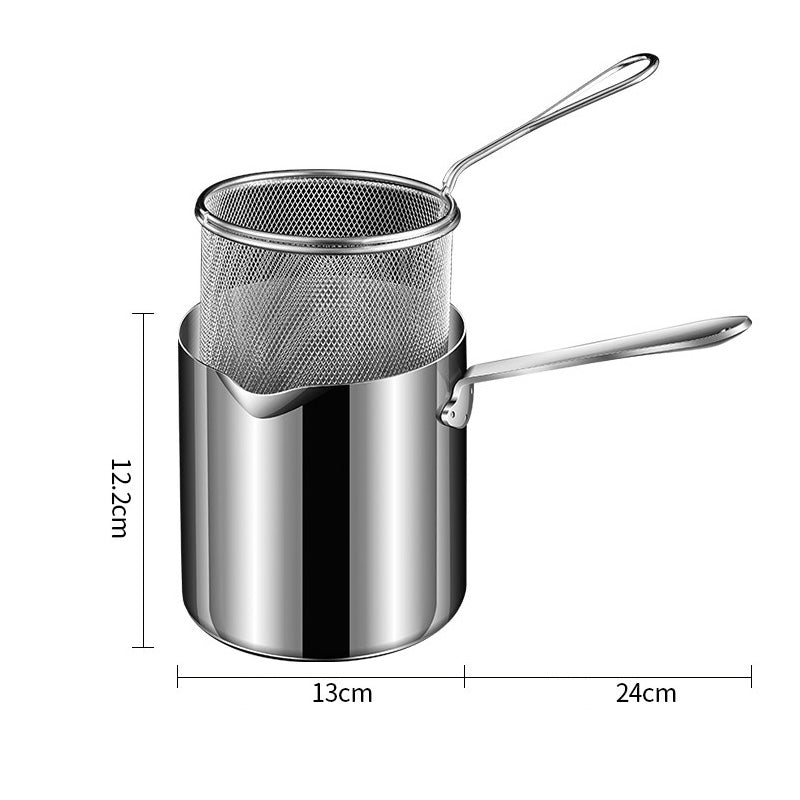 Stainless Steel Fryer Auxiliary Food Pot Milk Pot 1100mL