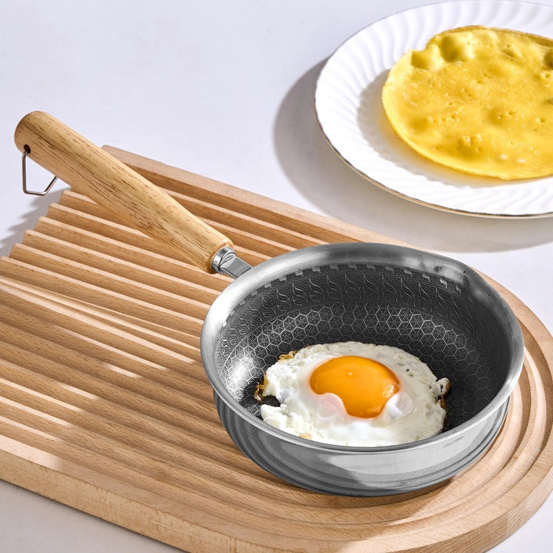 Stainless steel flat bottomed frying pan