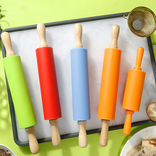 Wooden Handle Silicone Rolling Pin