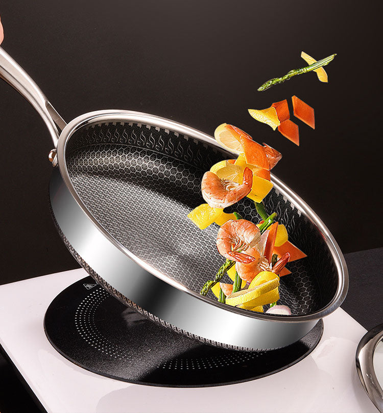 stainless steel honeycomb frying pan