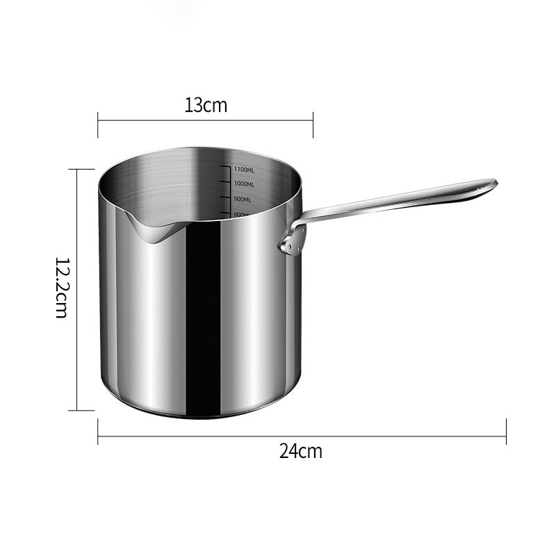 Stainless Steel Fryer Auxiliary Food Pot Milk Pot 1100mL