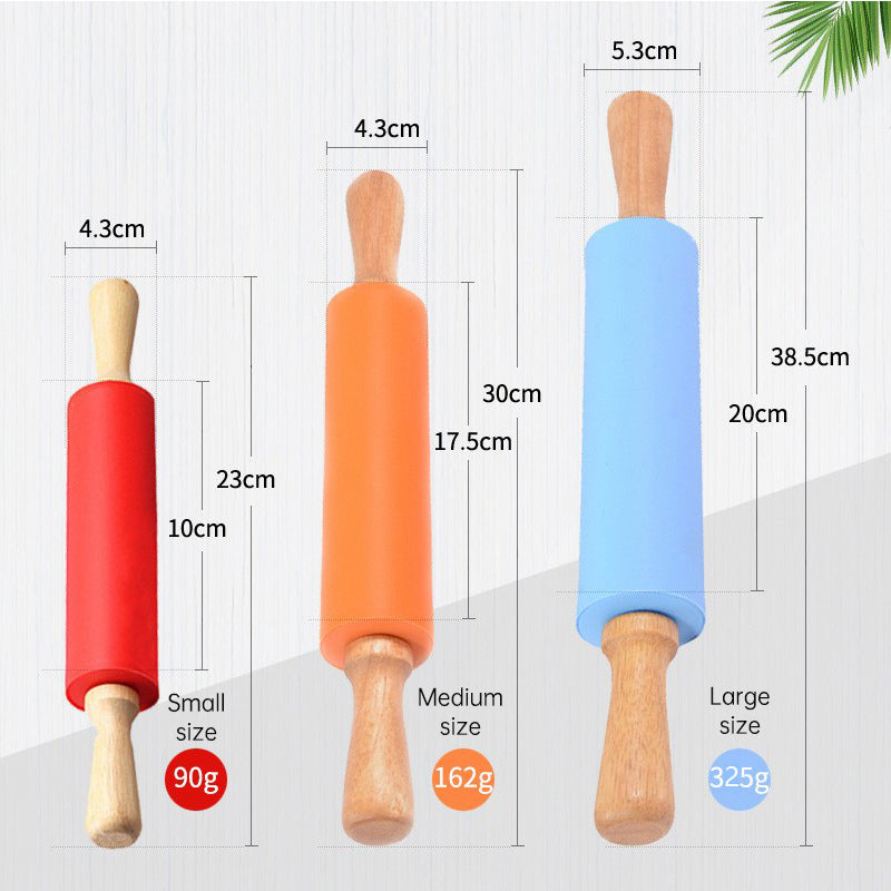 Wooden Handle Silicone Rolling Pin