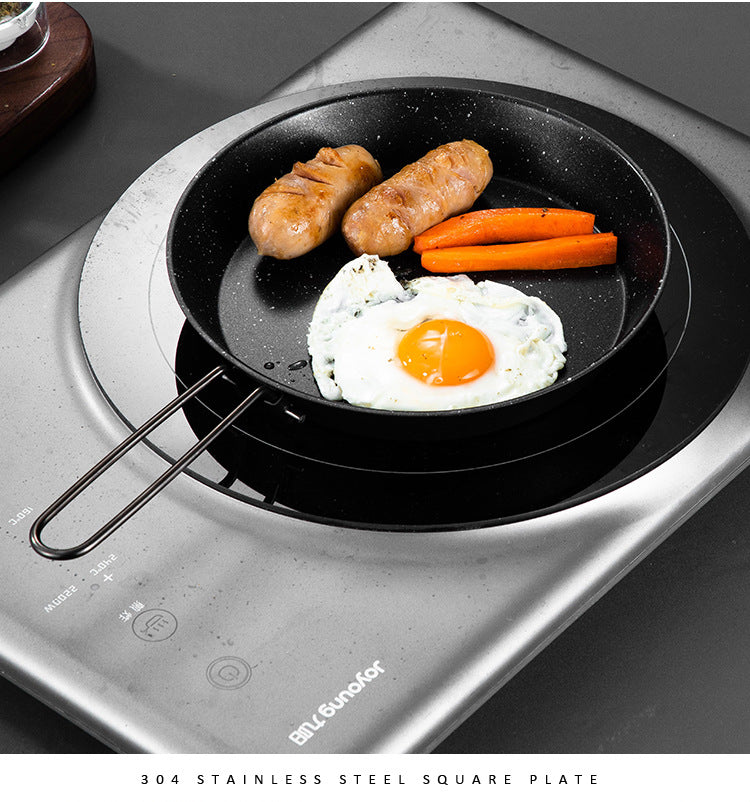 Stainless steel folding handle frying pan