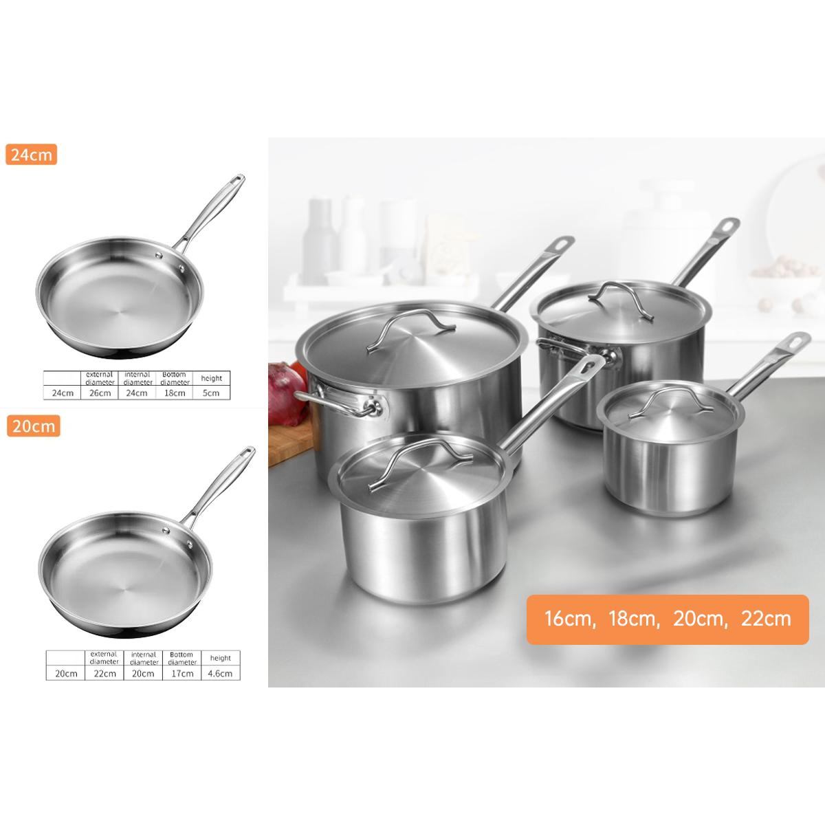 Stainless steel single handle sauce pot